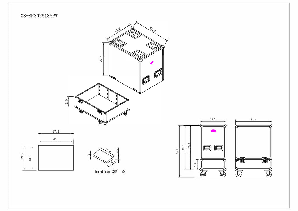 Universal Speaker Flight Case Fits 2x QSC LA112, FBT HORIZON VHA 112SN, Mackie DRM12A and more, 30x26x18 in.