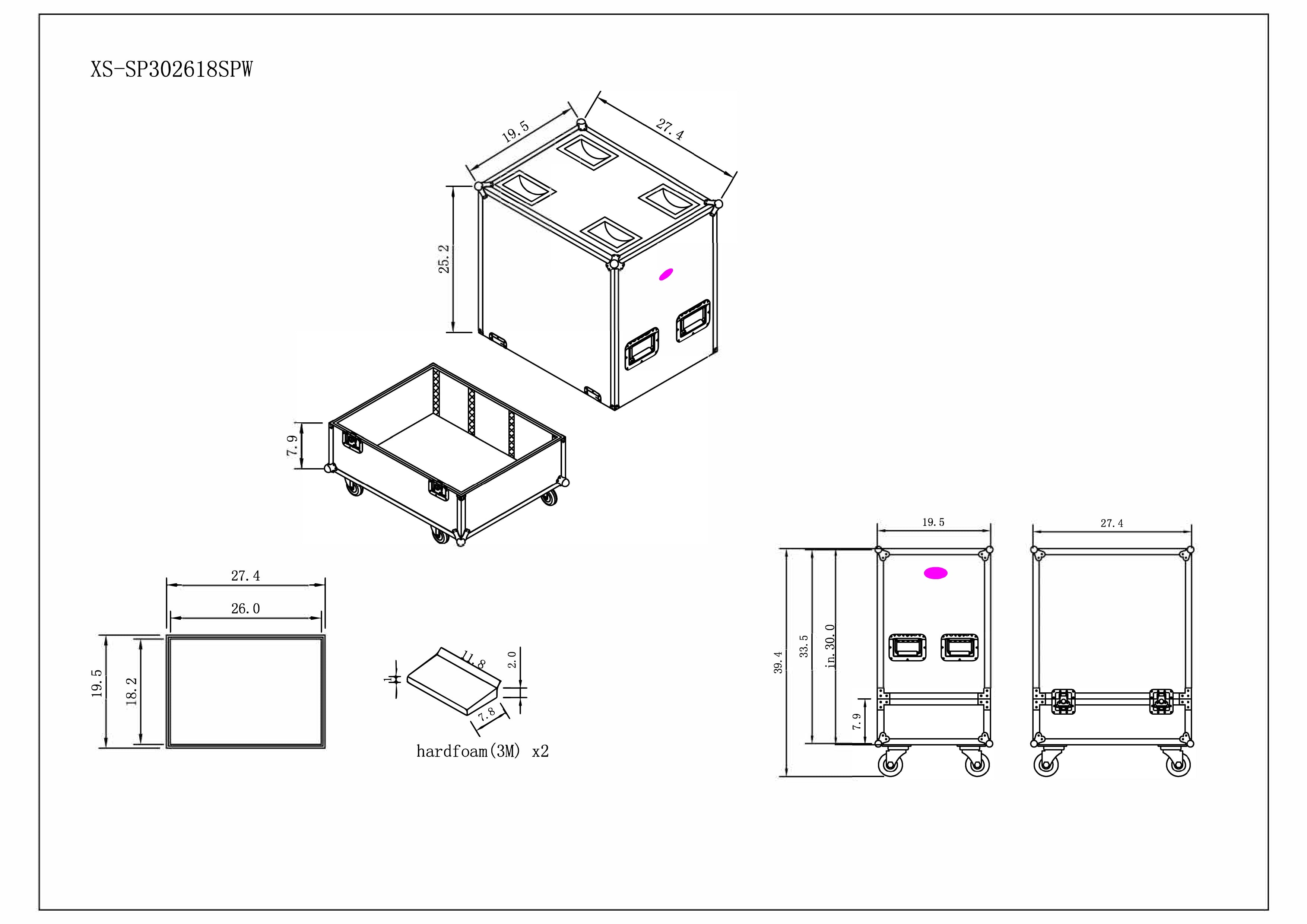 Universal Speaker Flight Case Fits 2x QSC LA112, FBT HORIZON VHA 112SN, Mackie DRM12A and more, 30x26x18 in.