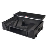 2U Flight Road Case For Pioneer DDJ-FLX10 REV5 REV7 DJ Controller with Laptop Shelf Wheels LED Black Finish