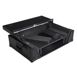 2U Flight Road Case For Pioneer DDJ-FLX10 REV5 REV7 DJ Controller with Laptop Shelf Wheels LED Black Finish