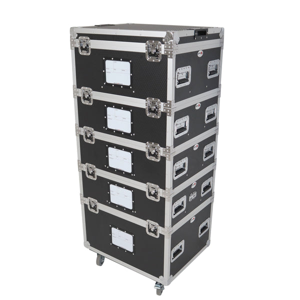 5 Tier TruckPax Utility ATA Flight Case Truck Storage Road Case with Dividers and 4" in casters – 24"x30"x68" Ext