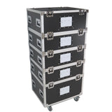 5 Tier TruckPax Utility ATA Flight Case Truck Storage Road Case with Dividers and 4" in casters – 24"x30"x68" Ext