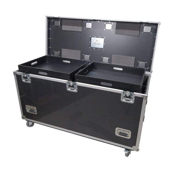 TruckPax Utility ATA Flight Case Truck Storage Road Case with Dividers Tray and 4" in casters – 24"x60"x36" Ext