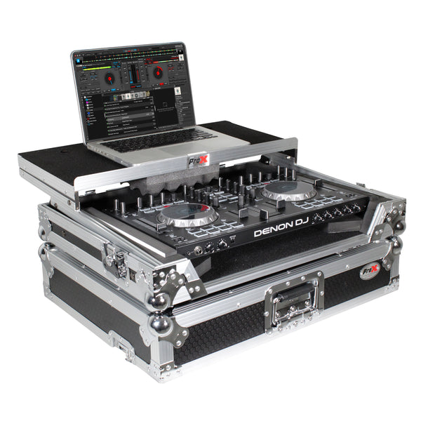 Universal Flight Style Road Case for Medium Sized DJ Controllers with Sliding Laptop Shelf