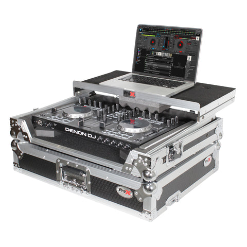 Universal Flight Style Road Case for Medium Sized DJ Controllers with Sliding Laptop Shelf