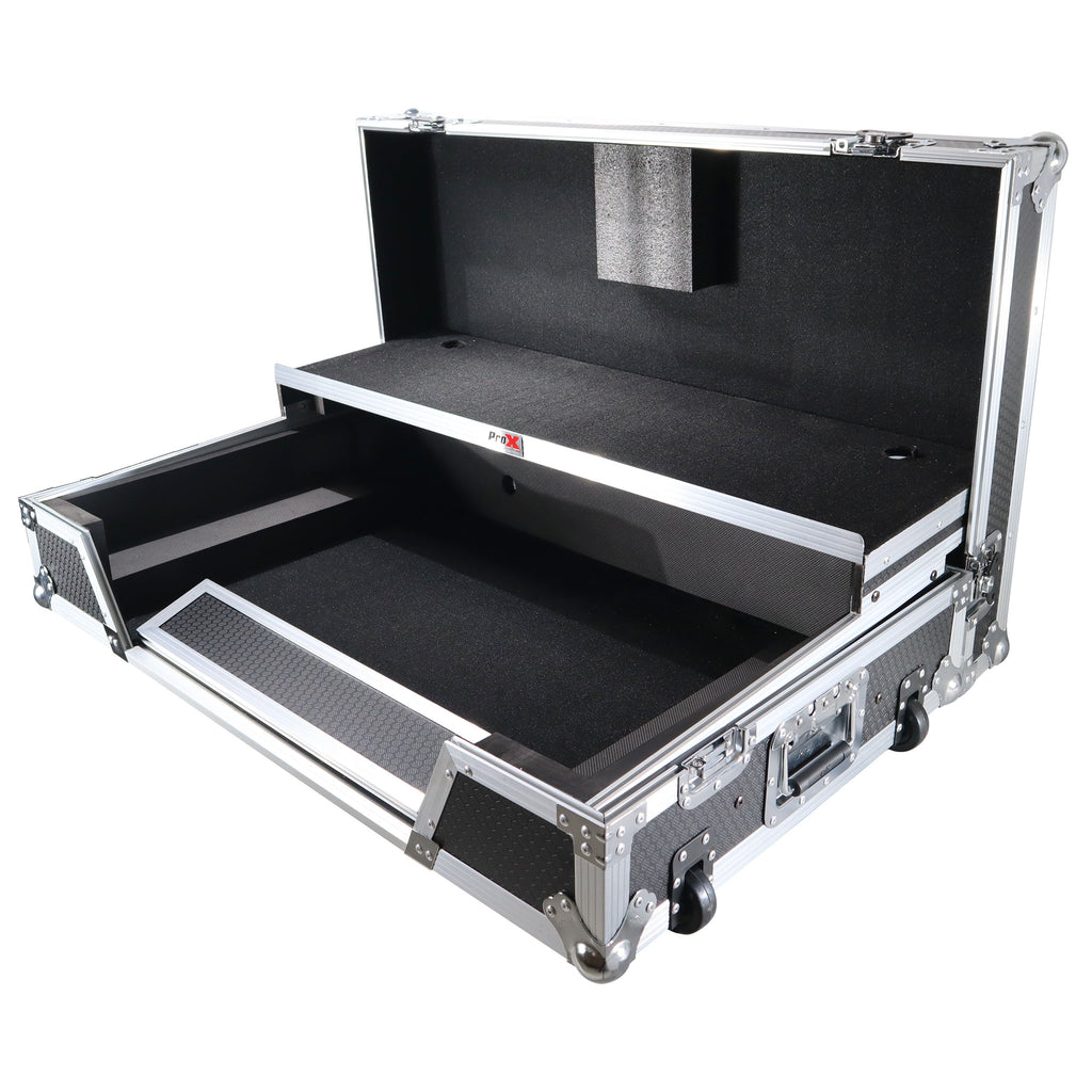 ATA Flight Case for Pioneer DDJ-FLX6 GT DJ Controller with Laptop Shelf 1U Rack Space and Wheels