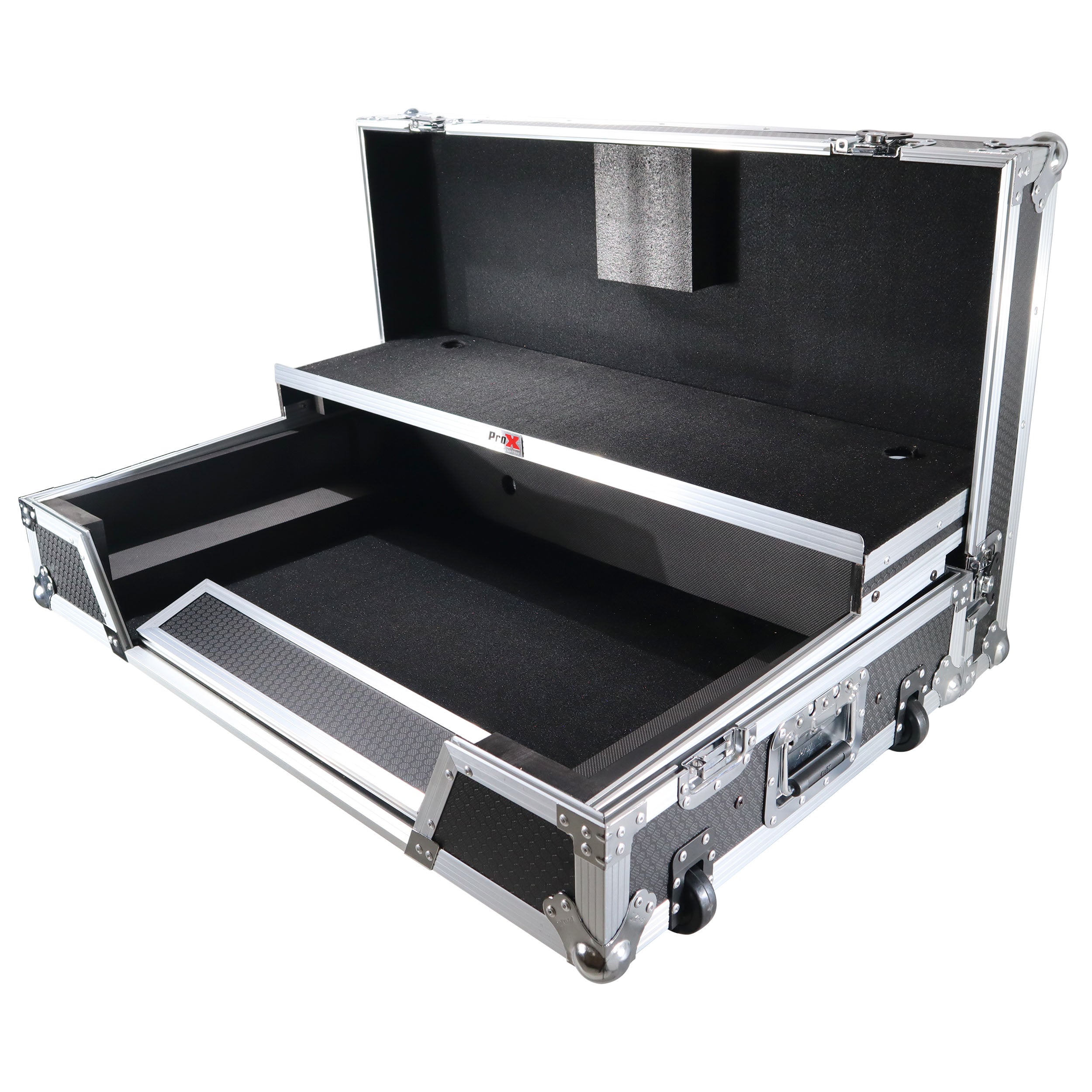 ATA Flight Case for Pioneer DDJ-FLX6 GT DJ Controller with Laptop Shelf 1U Rack Space and Wheels