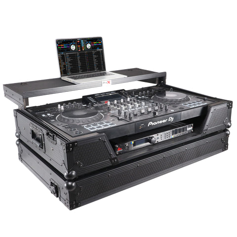 ATA Flight Case For Pioneer XDJ-XZ DJ Controller with Laptop Shelf 1U Rack Space and Wheels - Black
