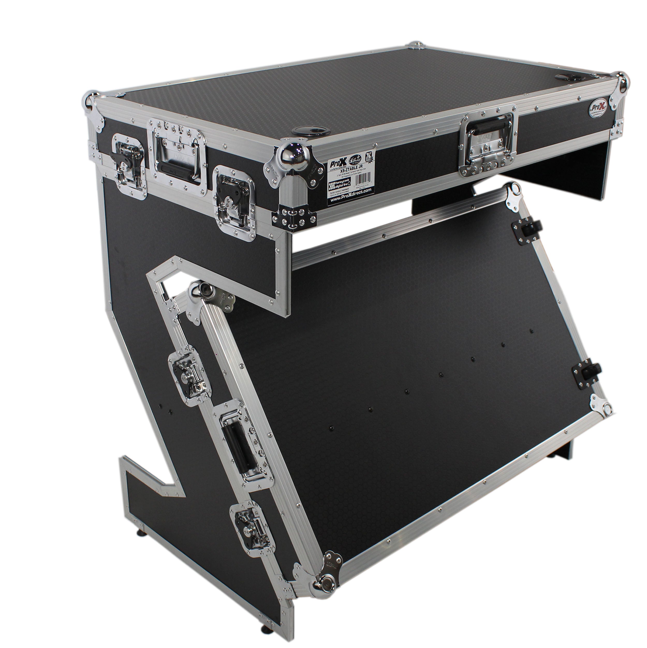 Z-Table Jr Folding DJ Table Mobile Workstation Flight Case Style with Handles and Wheels