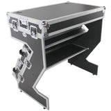 Z-Table Jr Folding DJ Table Mobile Workstation Flight Case Style with Handles and Wheels