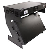 Z-Table Jr Folding DJ Table Mobile Workstation Flight Case Style with Handles and Wheels - Black Finish