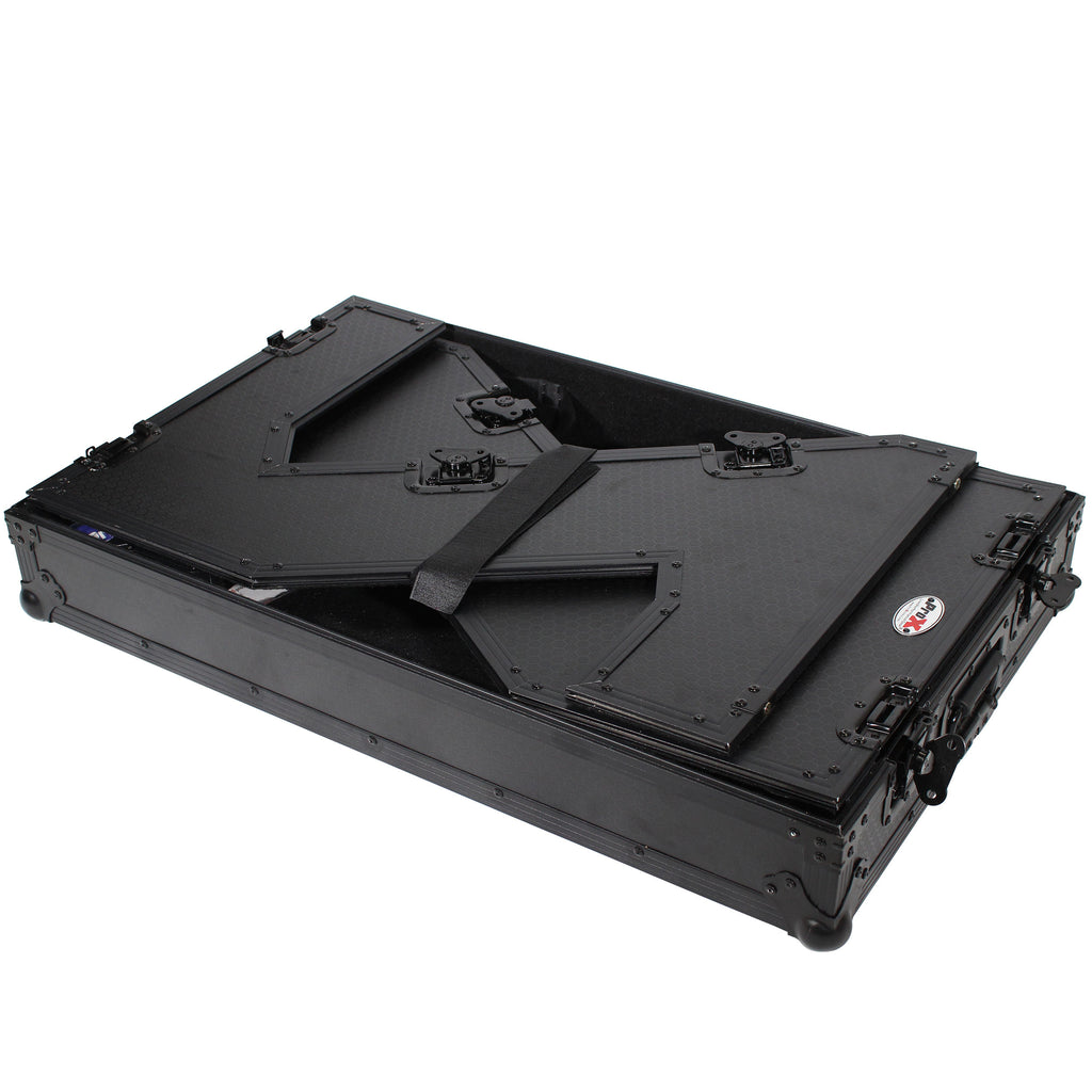 Z-Table Jr Folding DJ Table Mobile Workstation Flight Case Style with Handles and Wheels - Black Finish