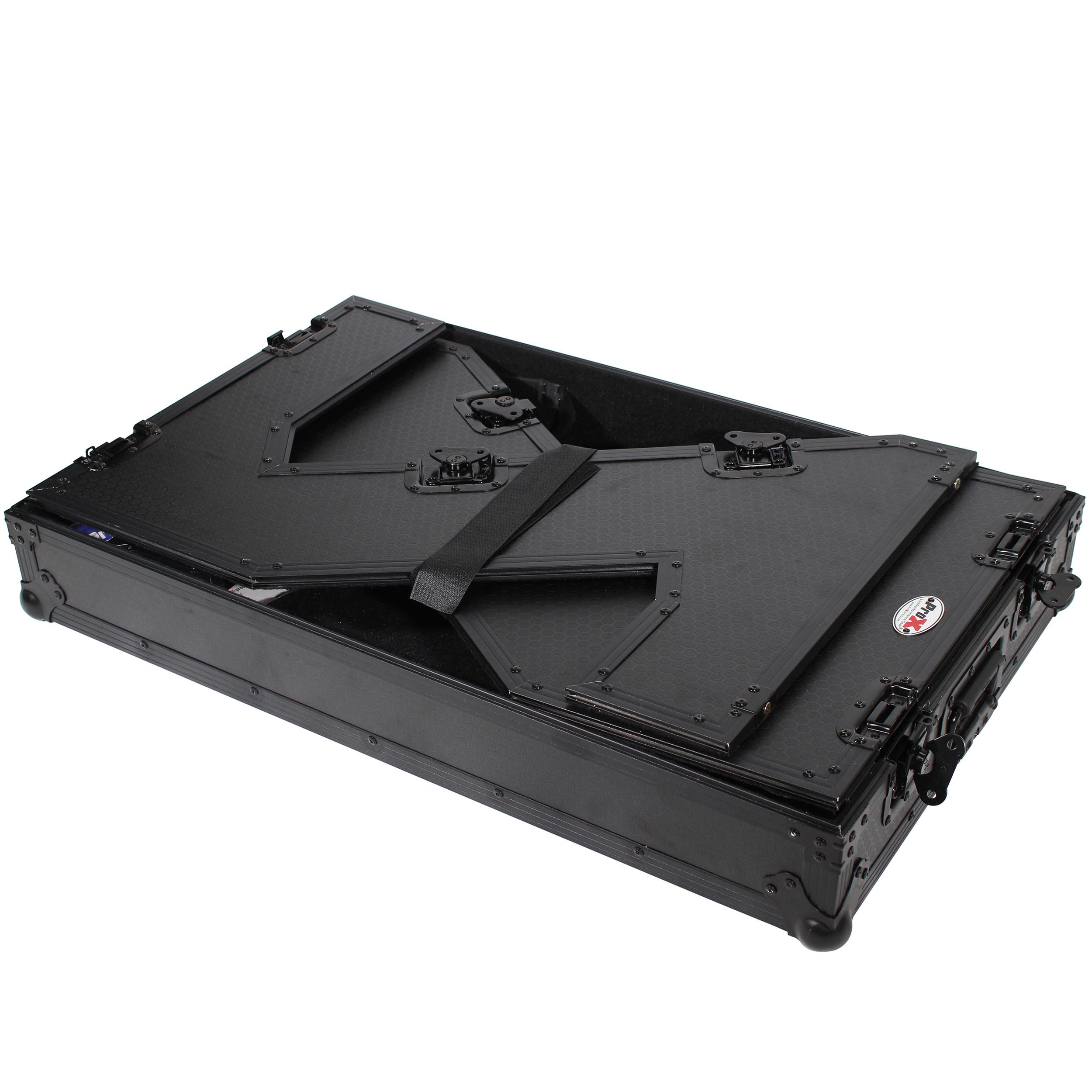 Z-Table Jr Folding DJ Table Mobile Workstation Flight Case Style with Handles and Wheels - Black Finish