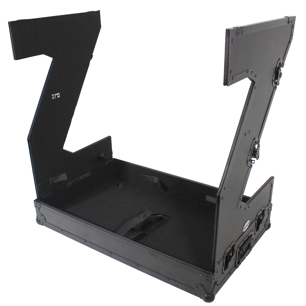 Z-Table Jr Folding DJ Table Mobile Workstation Flight Case Style with Handles and Wheels - Black Finish
