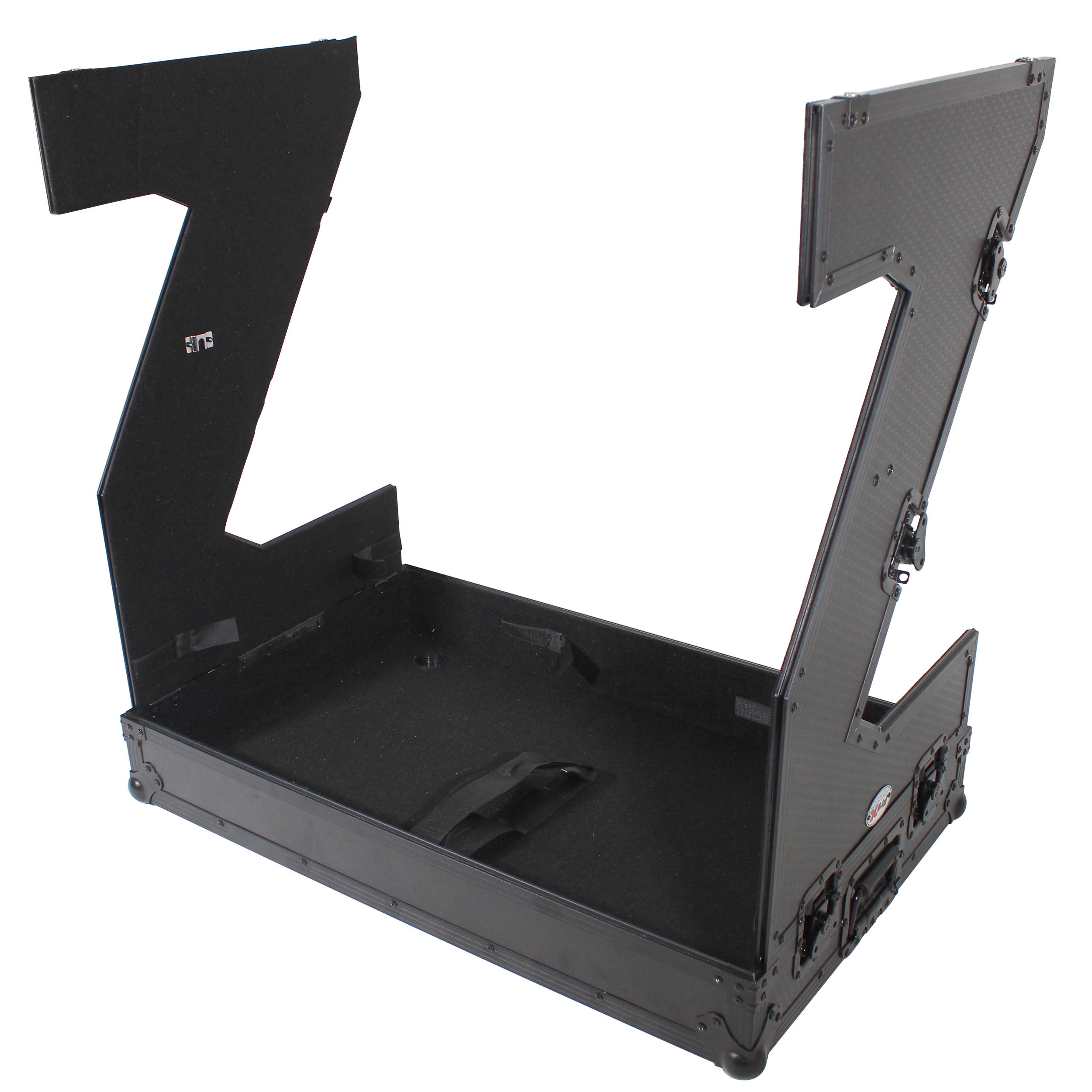 Z-Table Jr Folding DJ Table Mobile Workstation Flight Case Style with Handles and Wheels - Black Finish