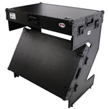 Z-Table Jr Folding DJ Table Mobile Workstation Flight Case Style with Handles and Wheels - Black Finish