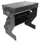 Z-Table Jr Folding DJ Table Mobile Workstation Flight Case Style with Handles and Wheels - Black Finish
