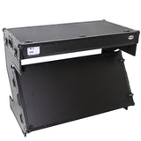 DJ Z-Table™ Folding DJ Table Mobile Workstation Flight Case Style with Handles and Wheels - Black Finish