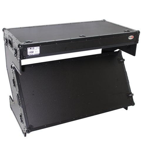 DJ Z-Table™ Folding DJ Table Mobile Workstation Flight Case Style with Handles and Wheels - Black Finish