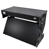 DJ Z-Table™ Folding DJ Table Mobile Workstation Flight Case Style with Handles and Wheels - Black Finish