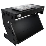 DJ Z-Table™ Folding DJ Table Mobile Workstation Flight Case Style with Handles and Wheels - Black Finish