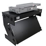 DJ Z-Table™ Folding DJ Table Mobile Workstation Flight Case Style with Handles and Wheels - Black Finish
