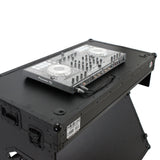 DJ Z-Table™ Folding DJ Table Mobile Workstation Flight Case Style with Handles and Wheels - Black Finish