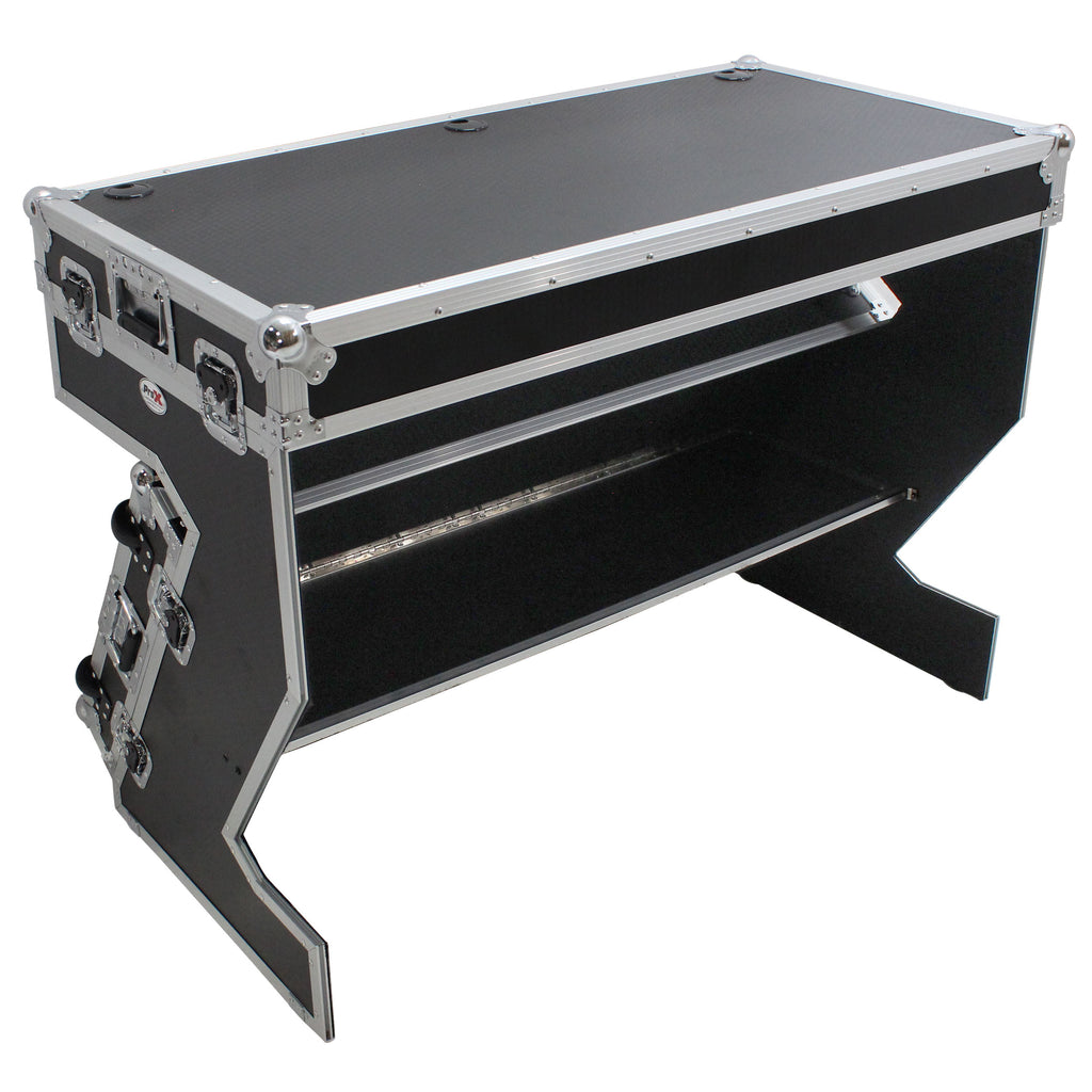 Z-Table Folding DJ Table Mobile Workstation Flight Case Style with Handles and Wheels