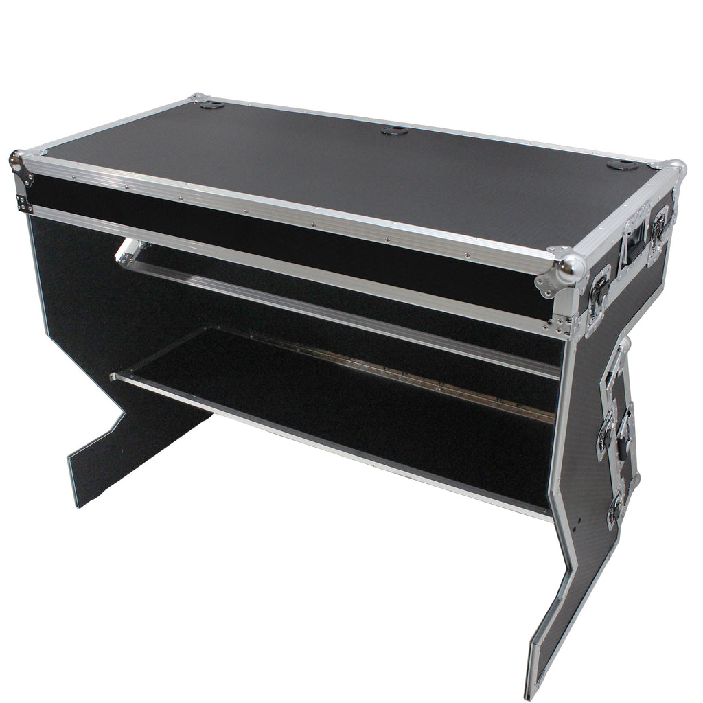 Z-Table Folding DJ Table Mobile Workstation Flight Case Style with Handles and Wheels