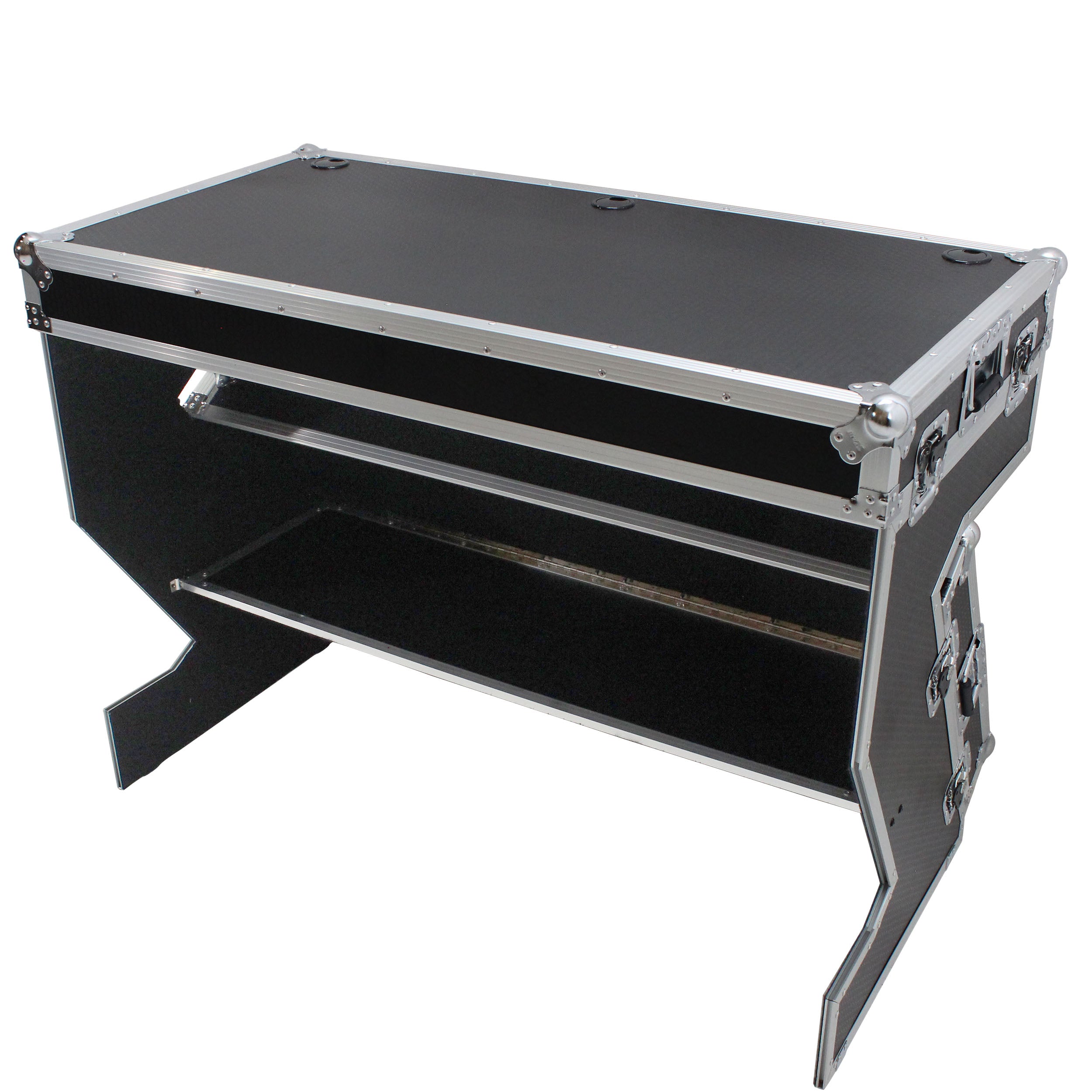 Z-Table Folding DJ Table Mobile Workstation Flight Case Style with Handles and Wheels