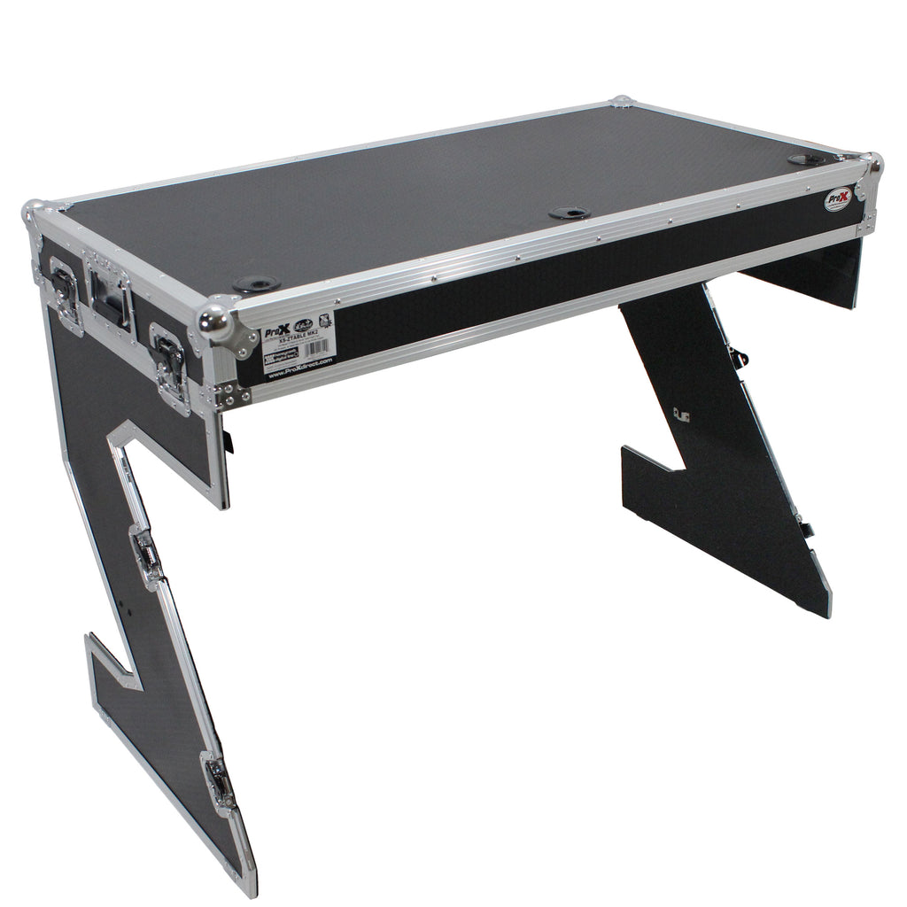 Z-Table Folding DJ Table Mobile Workstation Flight Case Style with Handles and Wheels