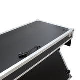 Z-Table Folding DJ Table Mobile Workstation Flight Case Style with Handles and Wheels