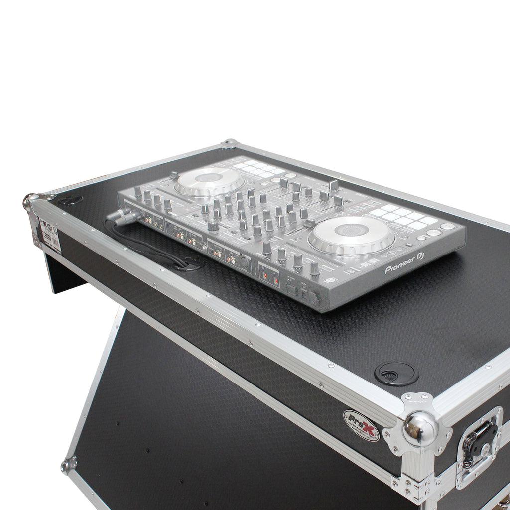 Z-Table Folding DJ Table Mobile Workstation Flight Case Style with Handles and Wheels