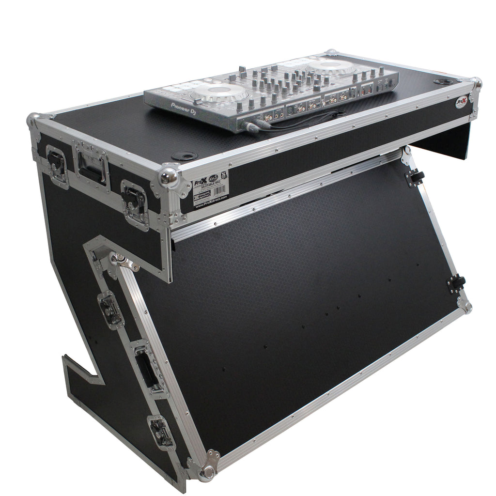 Z-Table Folding DJ Table Mobile Workstation Flight Case Style with Handles and Wheels