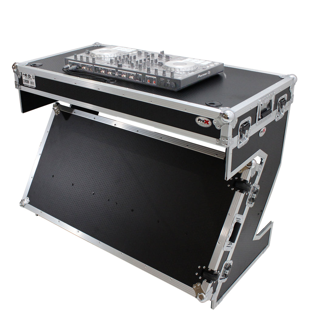 Z-Table Folding DJ Table Mobile Workstation Flight Case Style with Handles and Wheels