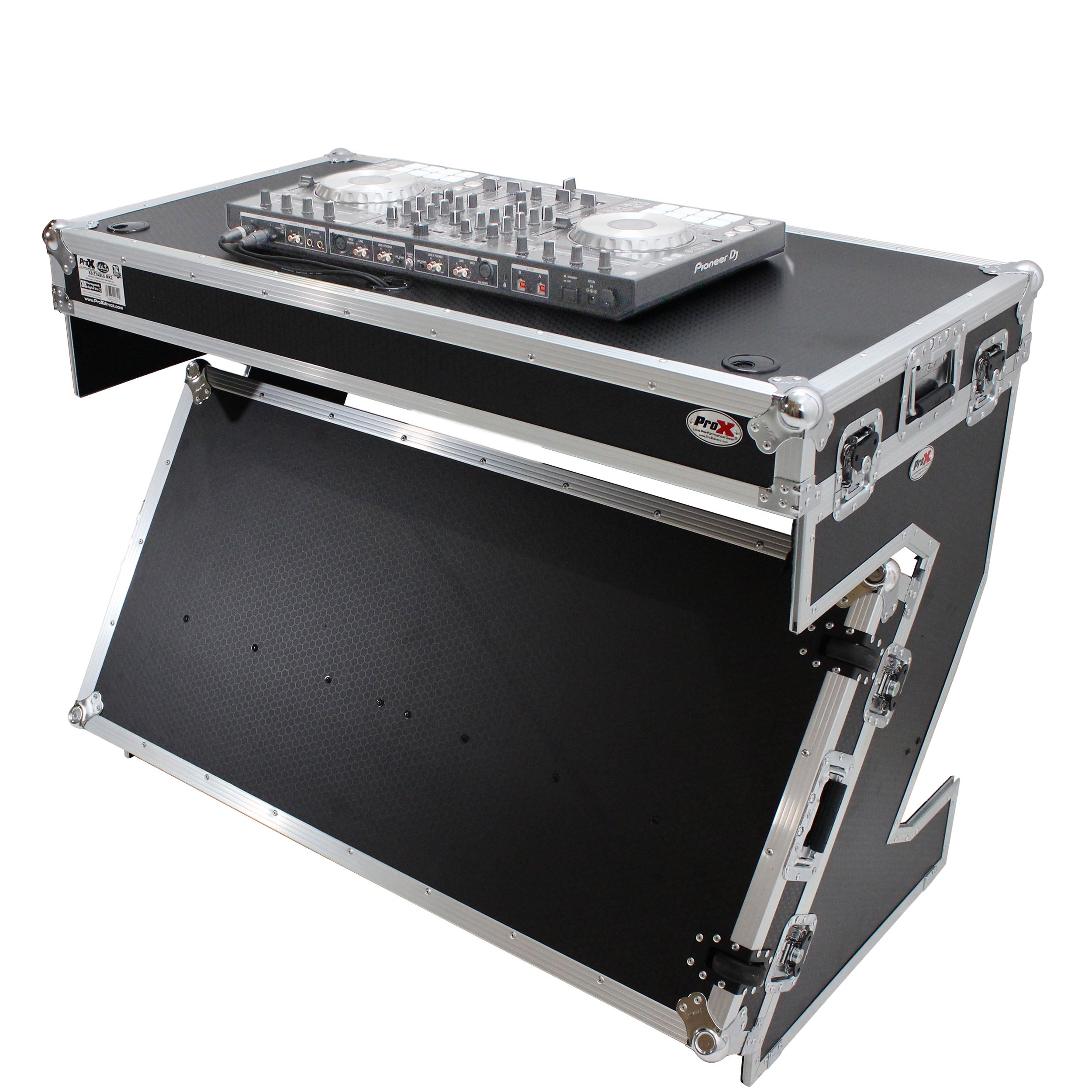 Z-Table Folding DJ Table Mobile Workstation Flight Case Style with Handles and Wheels