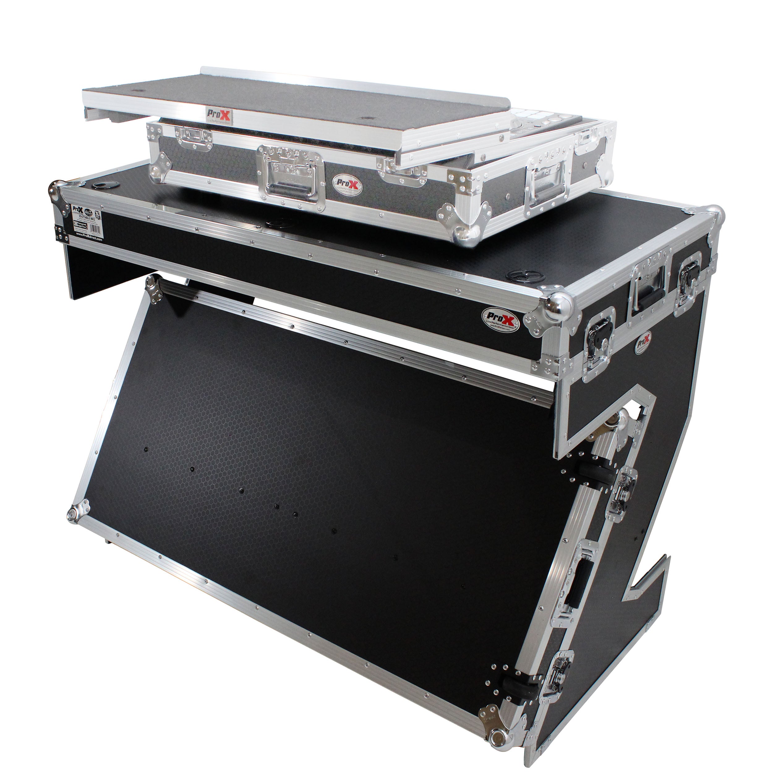 Z-Table Folding DJ Table Mobile Workstation Flight Case Style with Handles and Wheels
