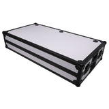 Z-Table Folding DJ Table Mobile Workstation Flight Case Style with Handles and Wheels - Black White Finish