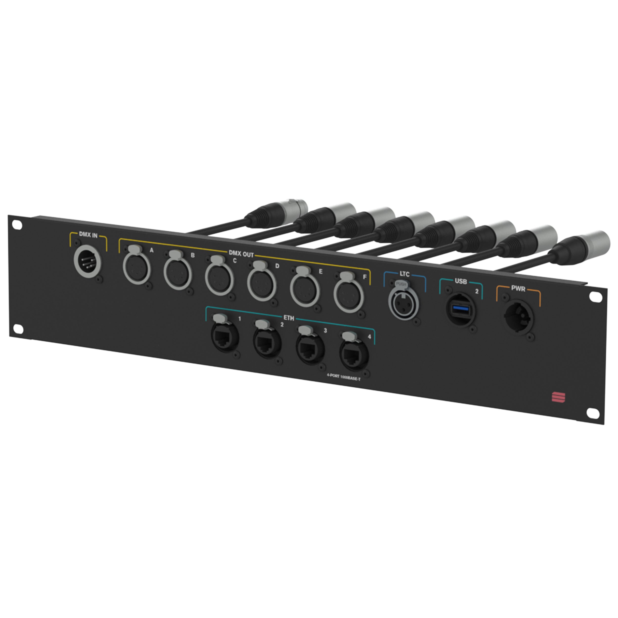 Connection System Light 2U (PWR,LTC,DMX,ETH,USB) by Santosom