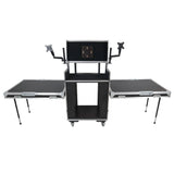 Video Control Workstation Flight Case 16U + 5U Rack with Dual Side Tables & Triple Monitor Mount by Santosom
