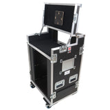 Video Control Workstation Flight Case 16U + 5U Rack with Dual Side Tables & Triple Monitor Mount by Santosom
