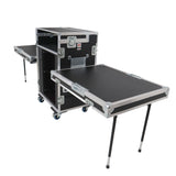 Video Control Workstation Flight Case 16U + 5U Rack with Dual Side Tables & Triple Monitor Mount by Santosom
