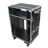 Video Control Workstation Flight Case 16U + 5U Rack with Dual Side Tables & Triple Monitor Mount by Santosom