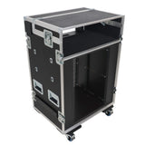 Video Control Workstation Flight Case 16U + 5U Rack with Dual Side Tables & Triple Monitor Mount by Santosom