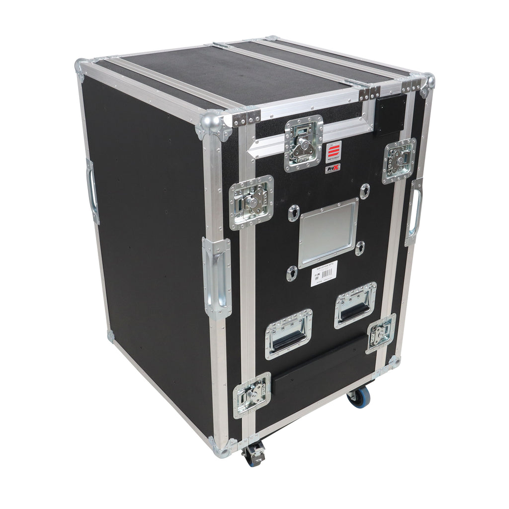 Video Control Workstation Flight Case 16U + 5U Rack with Dual Side Tables & Triple Monitor Mount by Santosom