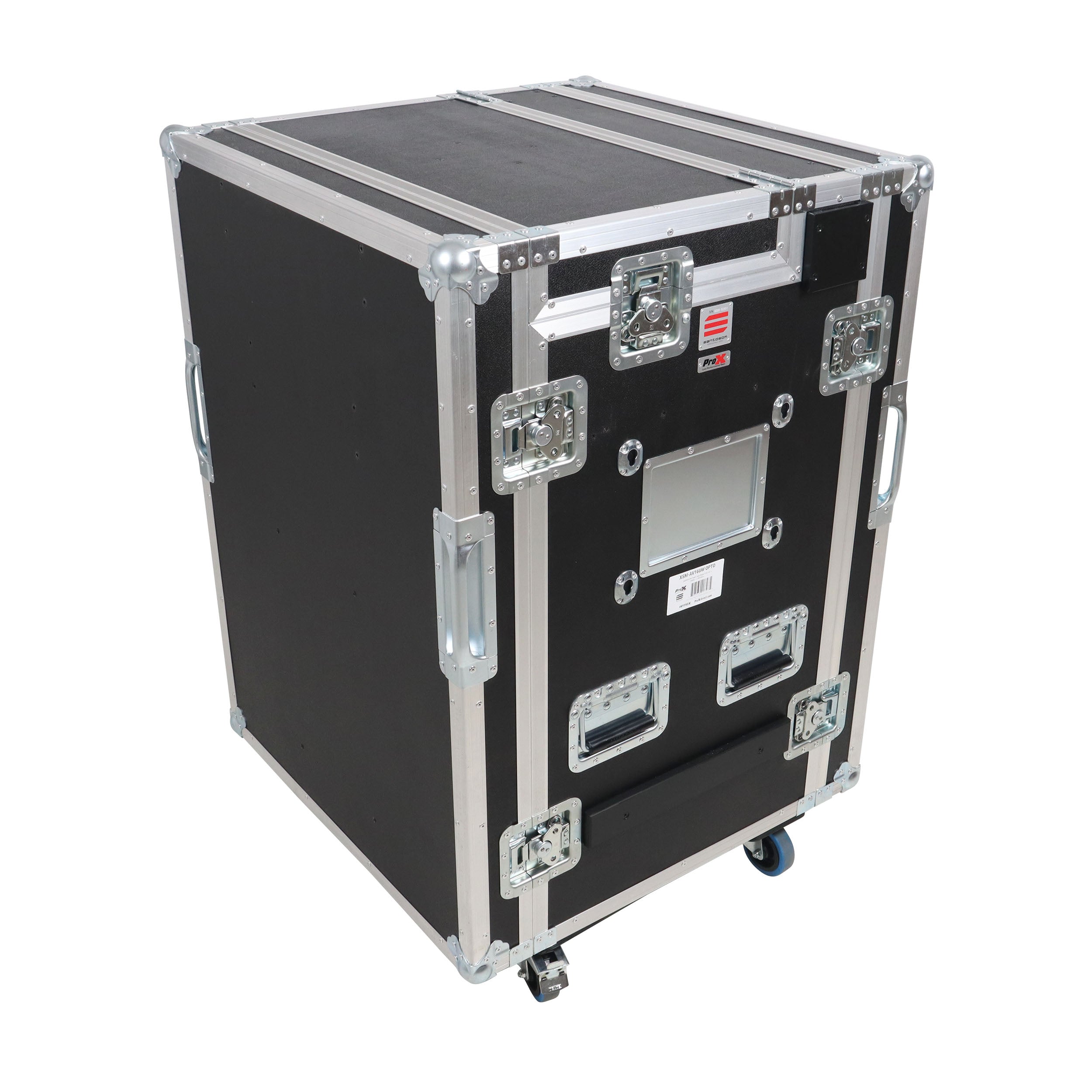 Video Control Workstation Flight Case 16U + 5U Rack with Dual Side Tables & Triple Monitor Mount by Santosom