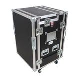 Video Control Workstation Flight Case 16U + 5U Rack with Dual Side Tables & Triple Monitor Mount by Santosom