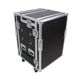 Video Control Workstation Flight Case 16U + 5U Rack with Dual Side Tables & Triple Monitor Mount by Santosom