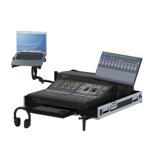 Flight Case for Avid S6L-16C with Doghouse, Casters and Laptop Monitor Arm by Santosom