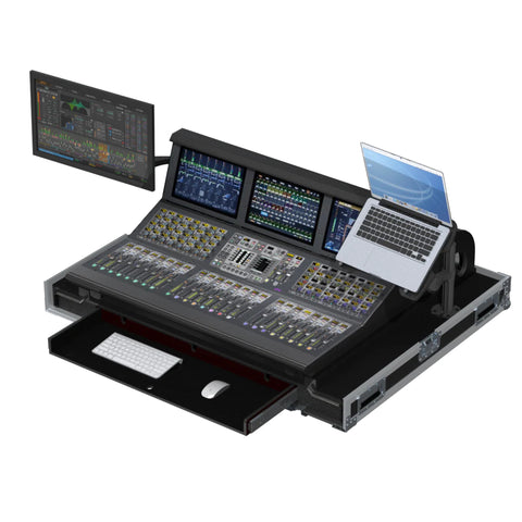 Flight Case for Avid S6L-24D with Doghouse, Casters and Laptop Monitor Arm by Santosom